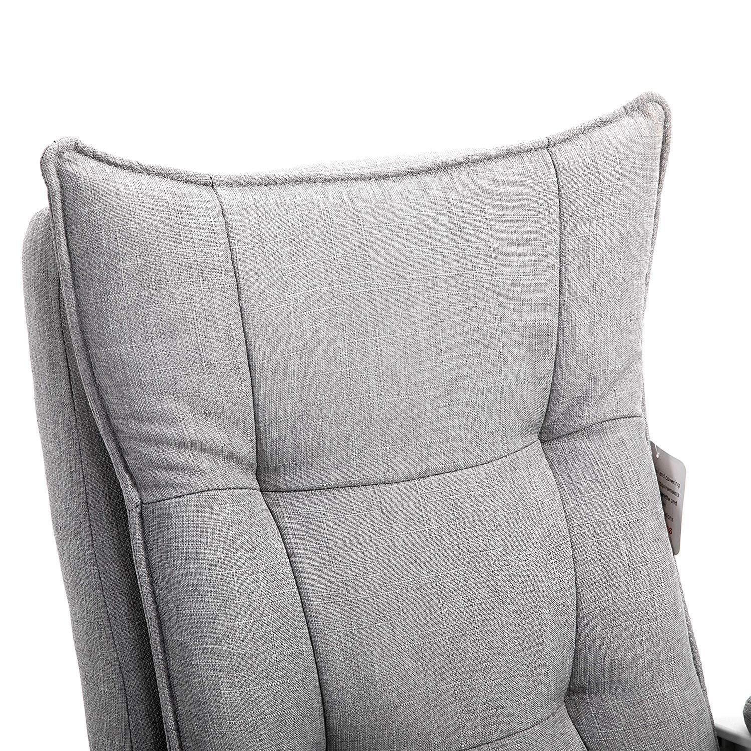 Executive Double Layer Padding Recline Office Desk Chair with Footrest, MR77 Grey Fabric