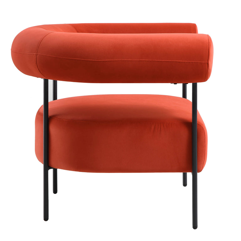 Fulbourn Rust Ochre Velvet Armchair daals