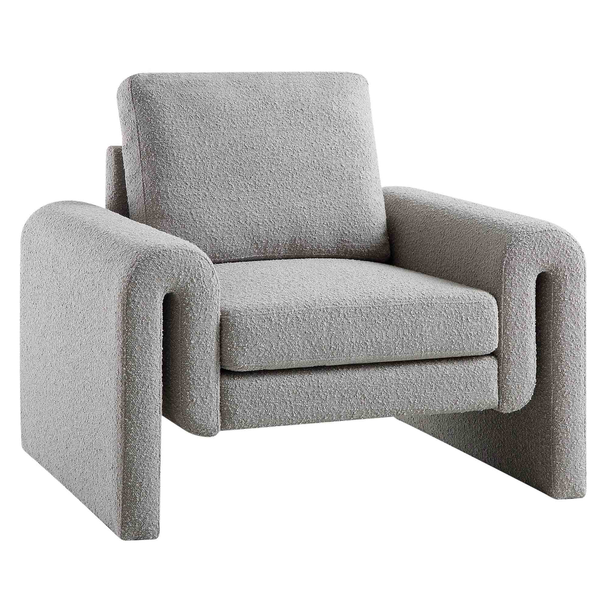 Hampstead Grey Boucle Curved Armchair