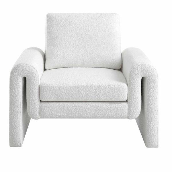 Hampstead White Boucle Curved Armchair
