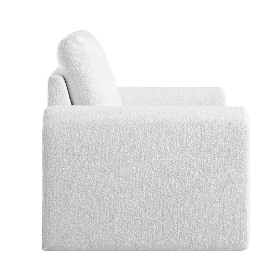 Hampstead White Boucle Curved Armchair