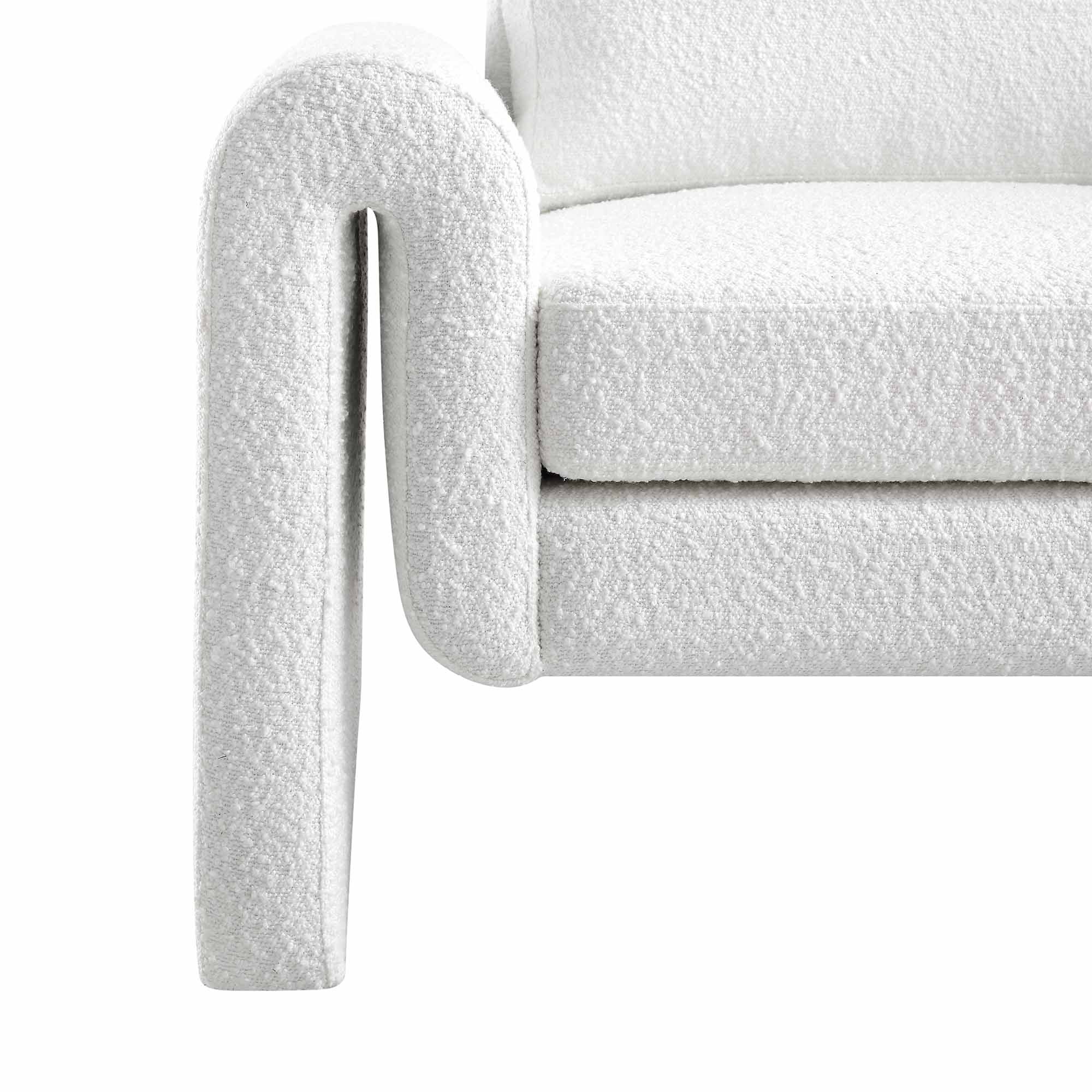 Hampstead White Boucle Curved Armchair