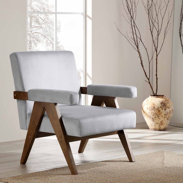 Chinnor Grey Velvet Accent Chair