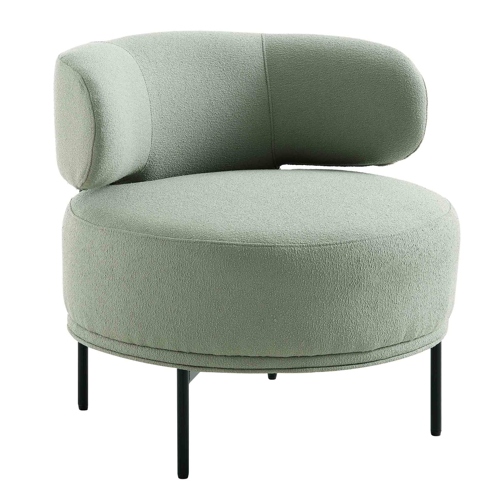 Penn Sage Green Boucle Wing Back Accent Chair