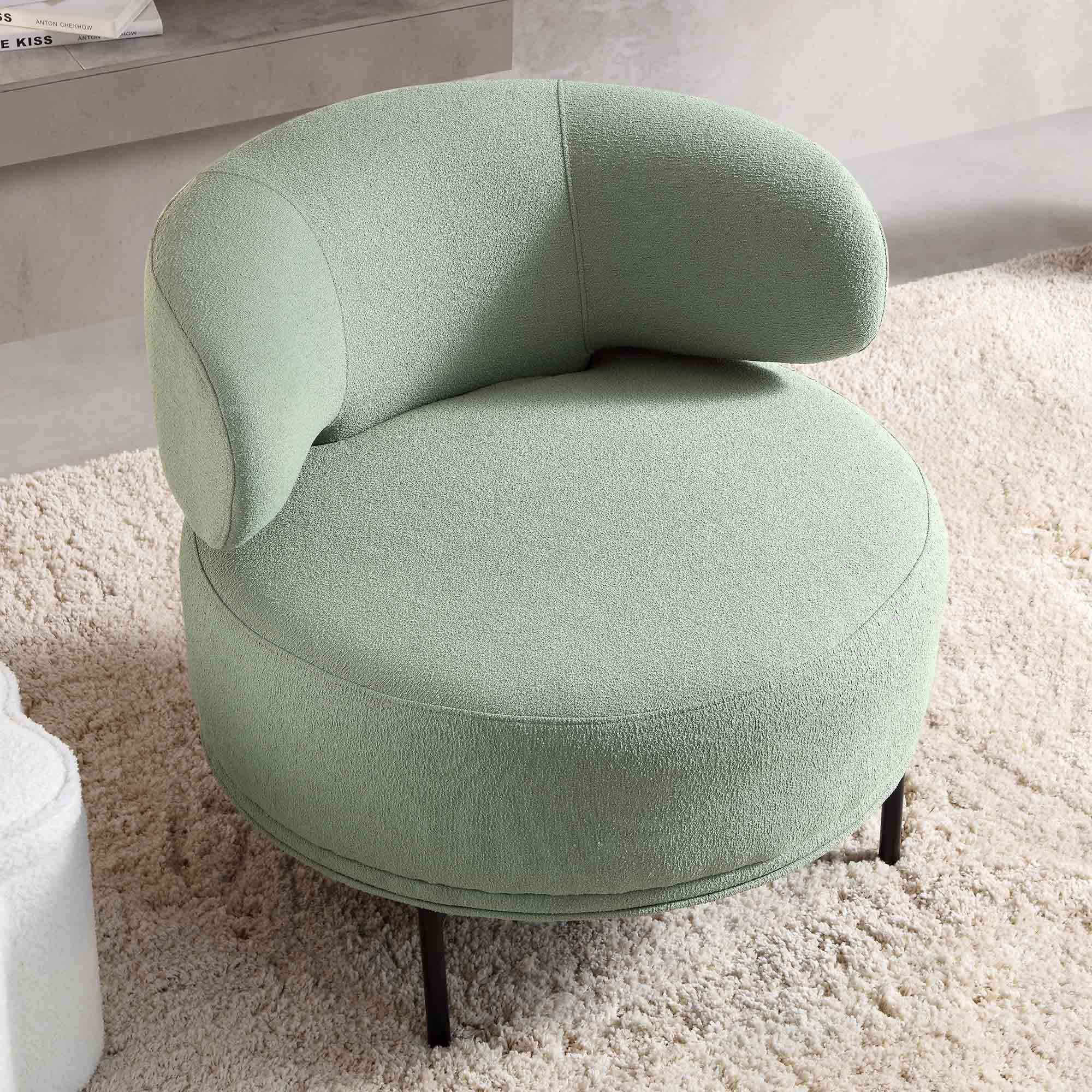 Penn Sage Green Boucle Wing Back Accent Chair