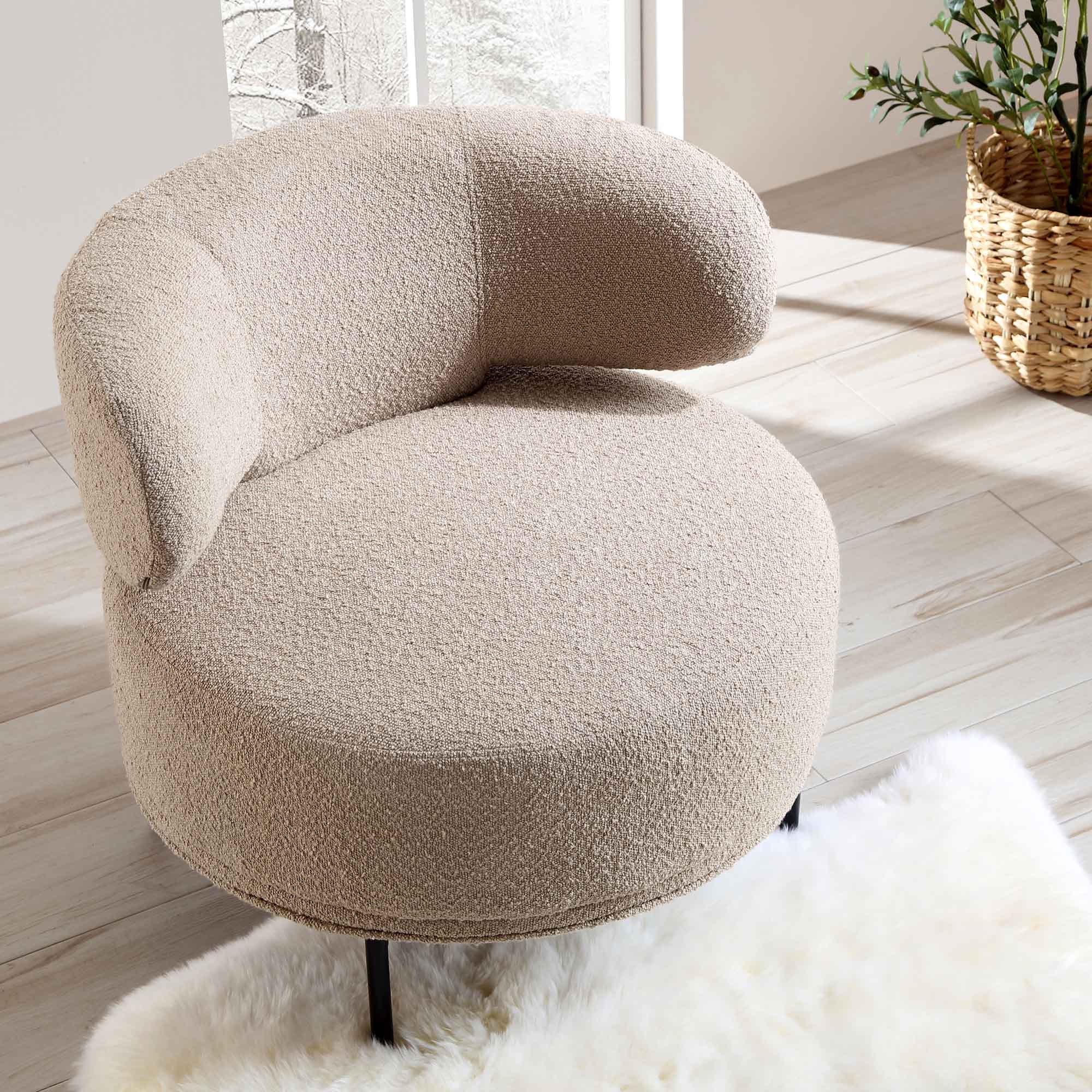 Penn Taupe Boucle Wing Back Accent Chair