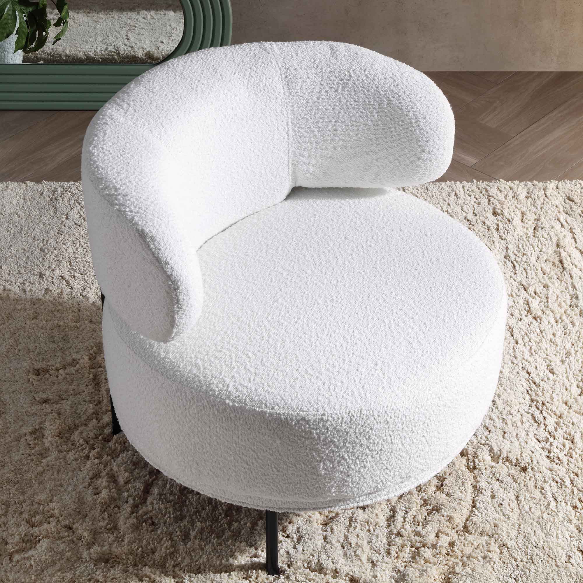 Penn White Boucle Wing Back Accent Chair