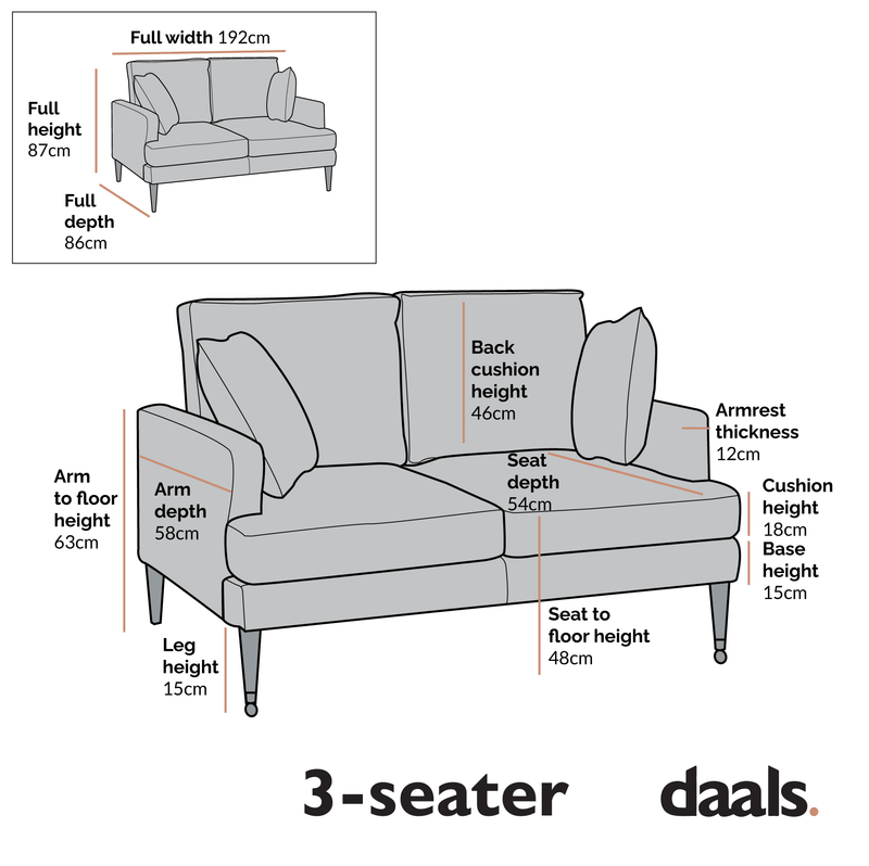 Brigette 3-Seater Mint Soft Brushed Sofa with Antique Brass Castor Legs