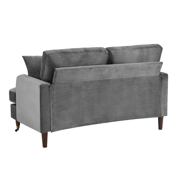 Brigette 2-Seater Grey Velvet Sofa with Antique Brass Castor Legs