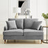 Brigette 2 - Seater Grey Velvet Sofa with Antique Brass Castor Legs - daals