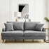 Brigette 3 Seater Grey Velvet Sofa with Antique Brass Castor Legs - daals
