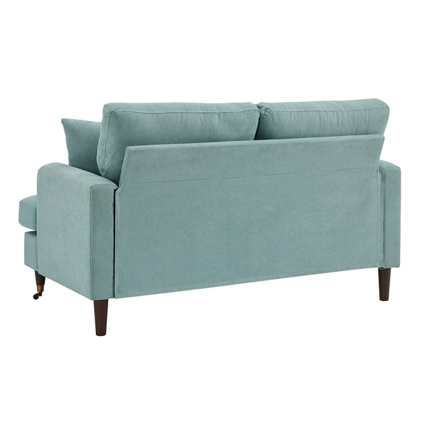 Brigette 2-Seater Mint Soft Brushed Sofa with Antique Brass Castor Legs