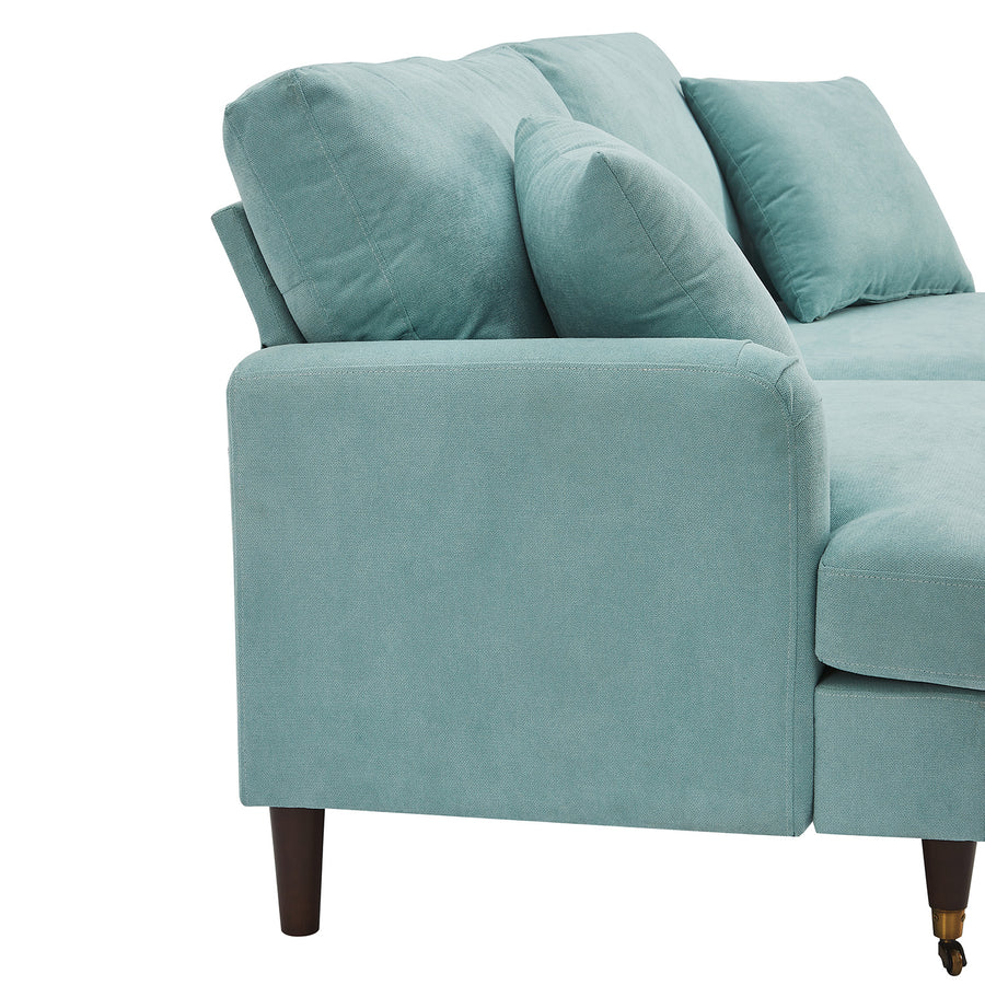 Brigette 2-Seater Mint Soft Brushed Sofa with Antique Brass Castor Legs