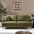 Brigette 3 - Seater Olive Green Velvet Sofa with Antique Brass Castor Legs - daals