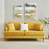 Brigette 3 - Seater Mustard Velvet Sofa with Antique Brass Castor Legs - daals