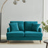 Brigette 2 - Seater Teal Velvet Sofa with Antique Brass Castor Legs - daals