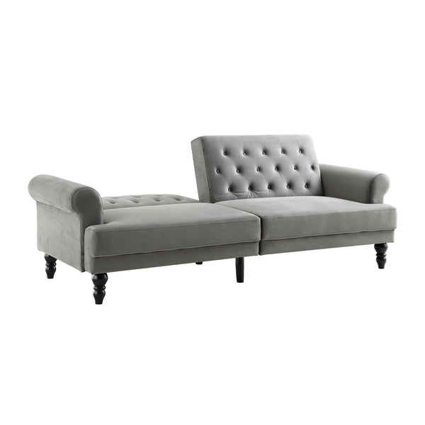 Hanney 3-Seater Chesterfield Sofabed in Grey Velvet