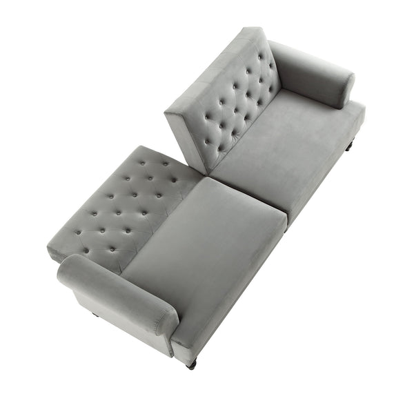 Hanney 3-Seater Chesterfield Sofabed in Grey Velvet