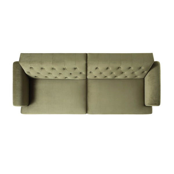 Hanney 3-Seater Chesterfield Sofabed in Moss Green Velvet