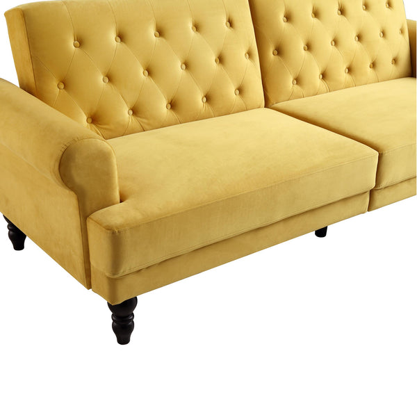 Hanney 3-Seater Chesterfield Sofabed in Mustard Yellow Velvet