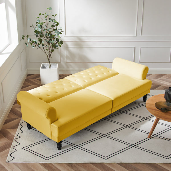 Hanney 3-Seater Chesterfield Sofabed in Mustard Yellow Velvet