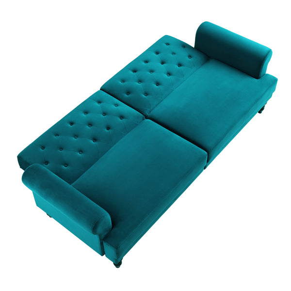 Hanney 3-Seater Chesterfield Sofabed in Teal Velvet