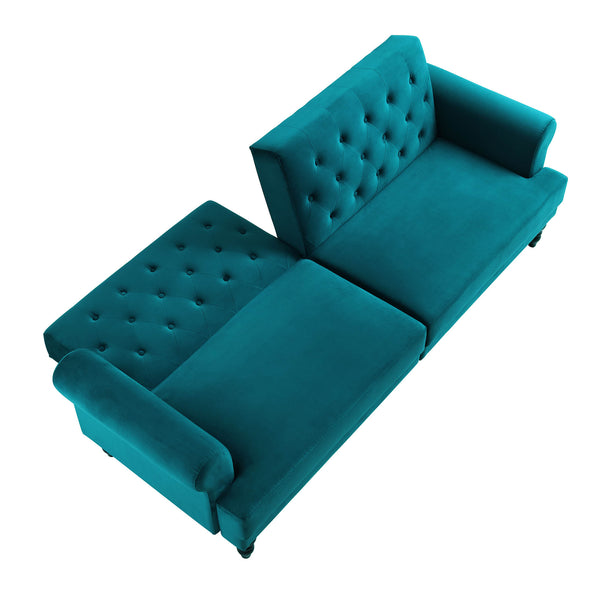 Hanney 3-Seater Chesterfield Sofabed in Teal Velvet