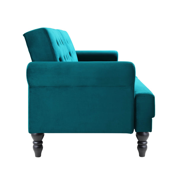 Hanney 3-Seater Chesterfield Sofabed in Teal Velvet