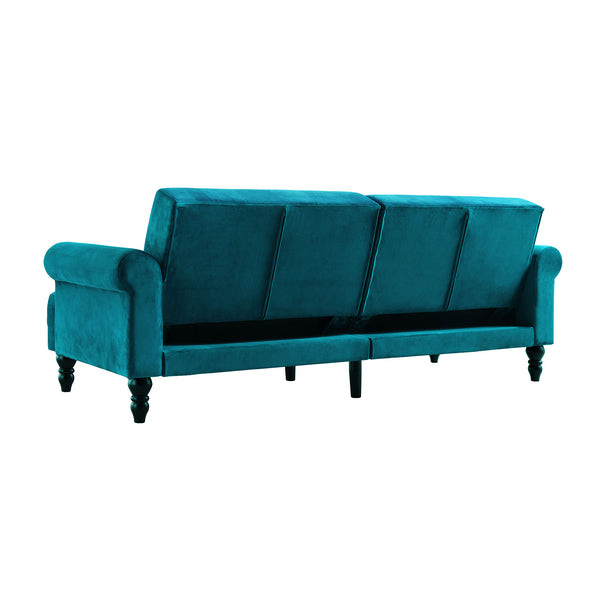 Hanney 3-Seater Chesterfield Sofabed in Teal Velvet