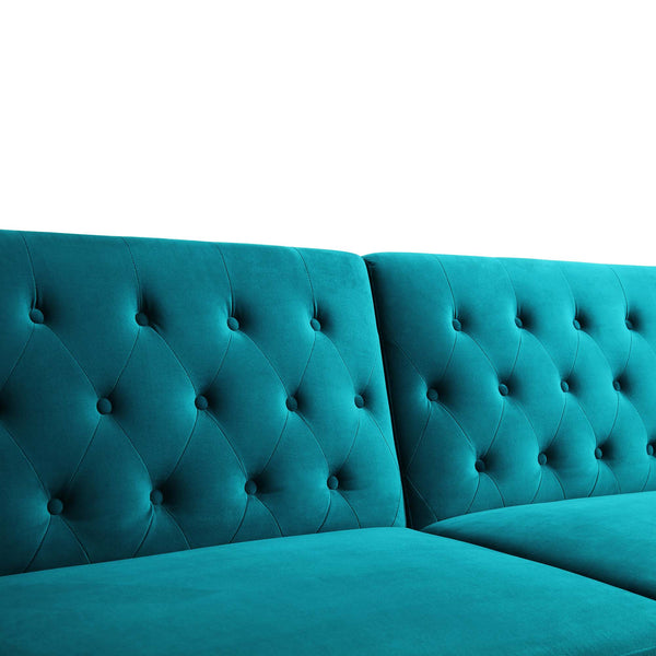 Hanney 3-Seater Chesterfield Sofabed in Teal Velvet