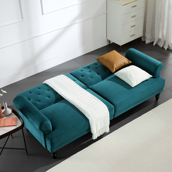 Hanney 3-Seater Chesterfield Sofabed in Teal Velvet