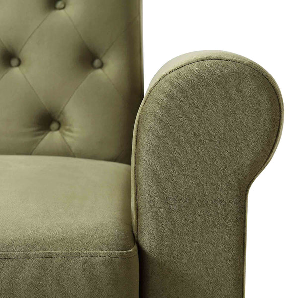 Hanney Chesterfield Chaise Sofabed in Moss Green Velvet