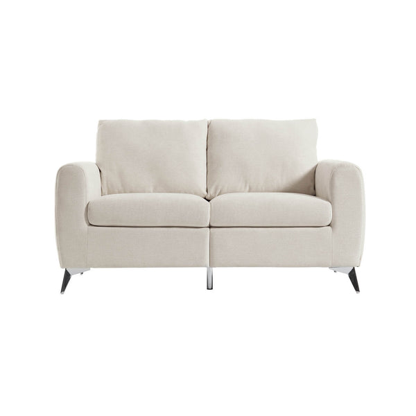 Noak 2-Seater Beige Woven Fabric Sofa with Chrome Legs