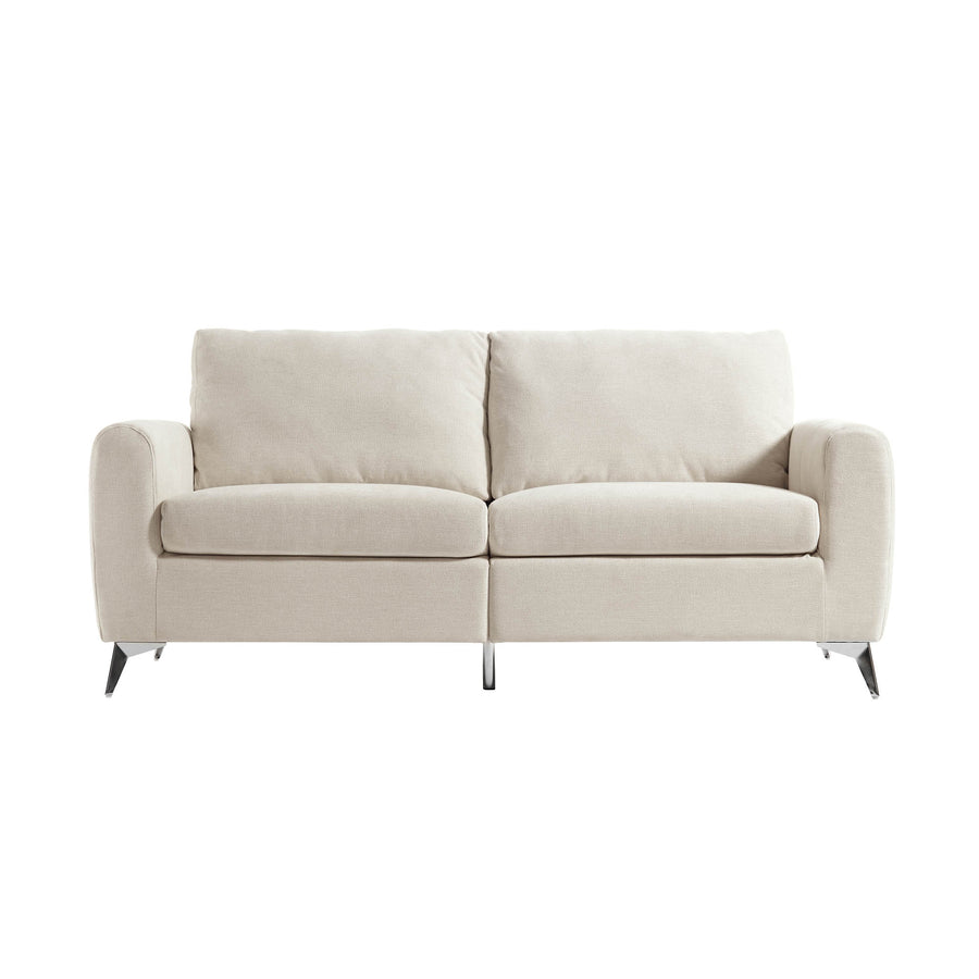 Noak 3-Seater Beige Woven Fabric Sofa with Chrome Legs