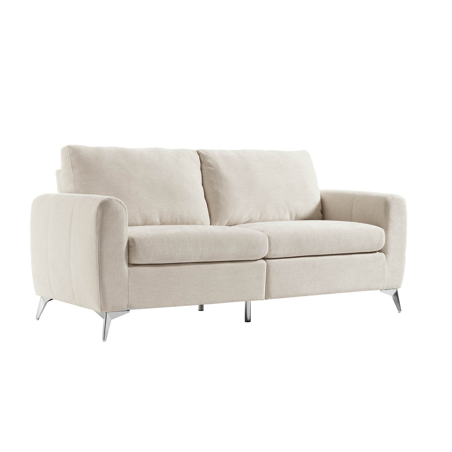 Noak 3-Seater Beige Woven Fabric Sofa with Chrome Legs