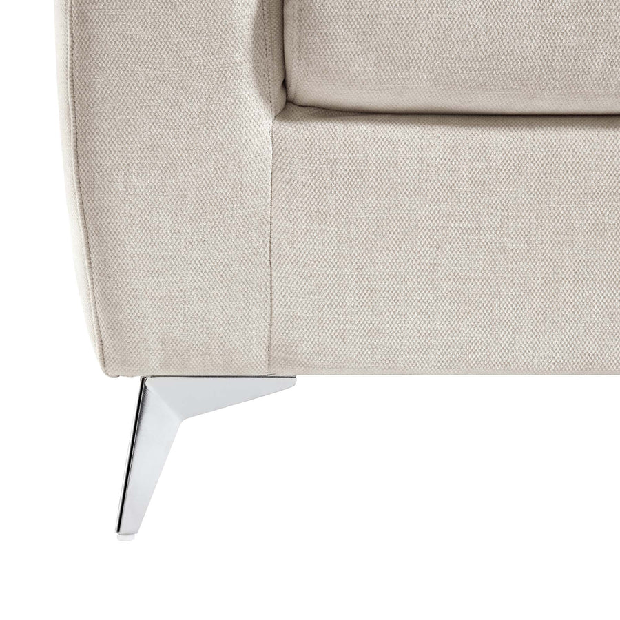 Noak 3-Seater Beige Woven Fabric Sofa with Chrome Legs