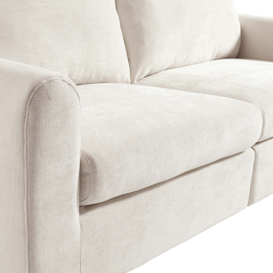 Noak 3-Seater Beige Woven Fabric Sofa with Chrome Legs