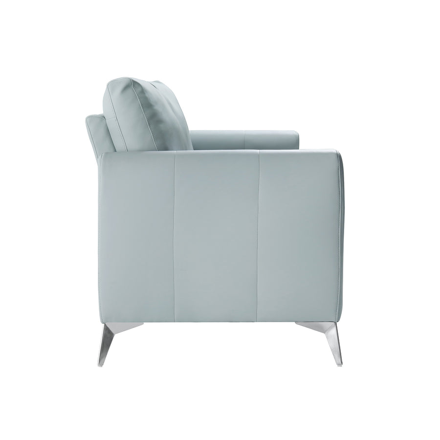 Noak 2-Seater Grey Faux Leather Sofa with Chrome Legs