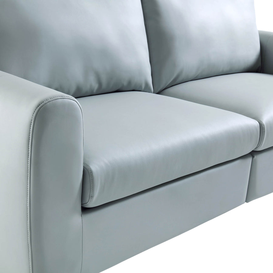 Noak 2-Seater Grey Faux Leather Sofa with Chrome Legs
