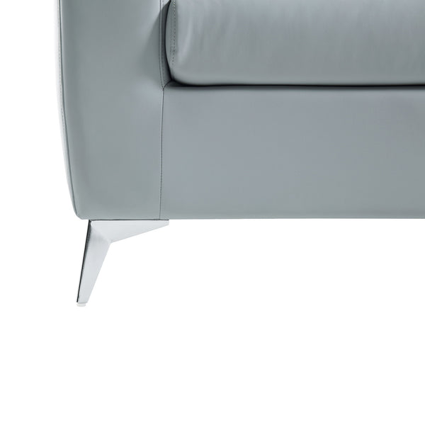 Noak 3-Seater Grey Faux Leather Sofa with Chrome Legs