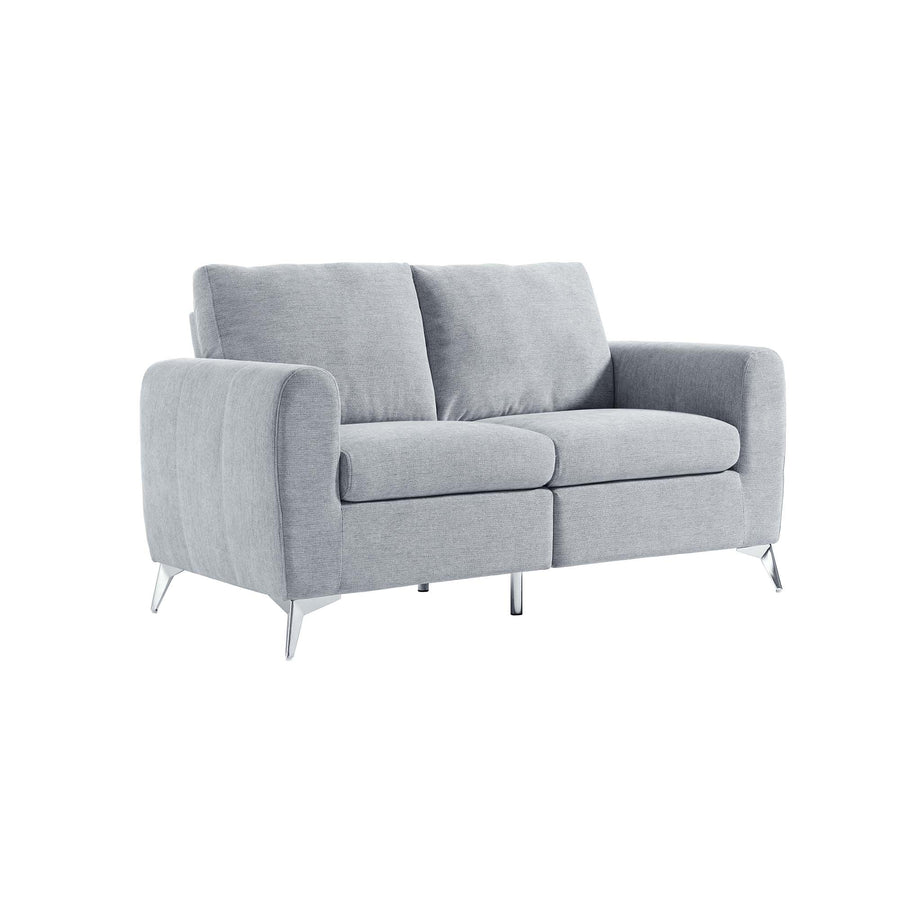 Noak 2-Seater Grey Woven Fabric Sofa with Chrome Legs