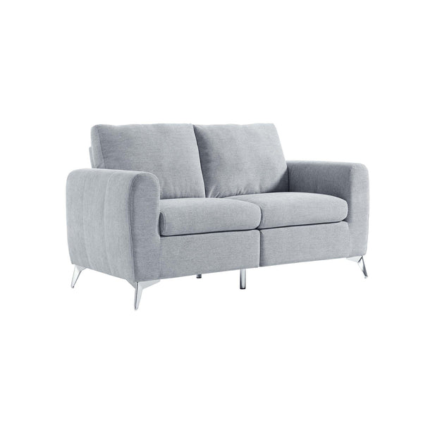 Noak 2-Seater Grey Woven Fabric Sofa with Chrome Legs