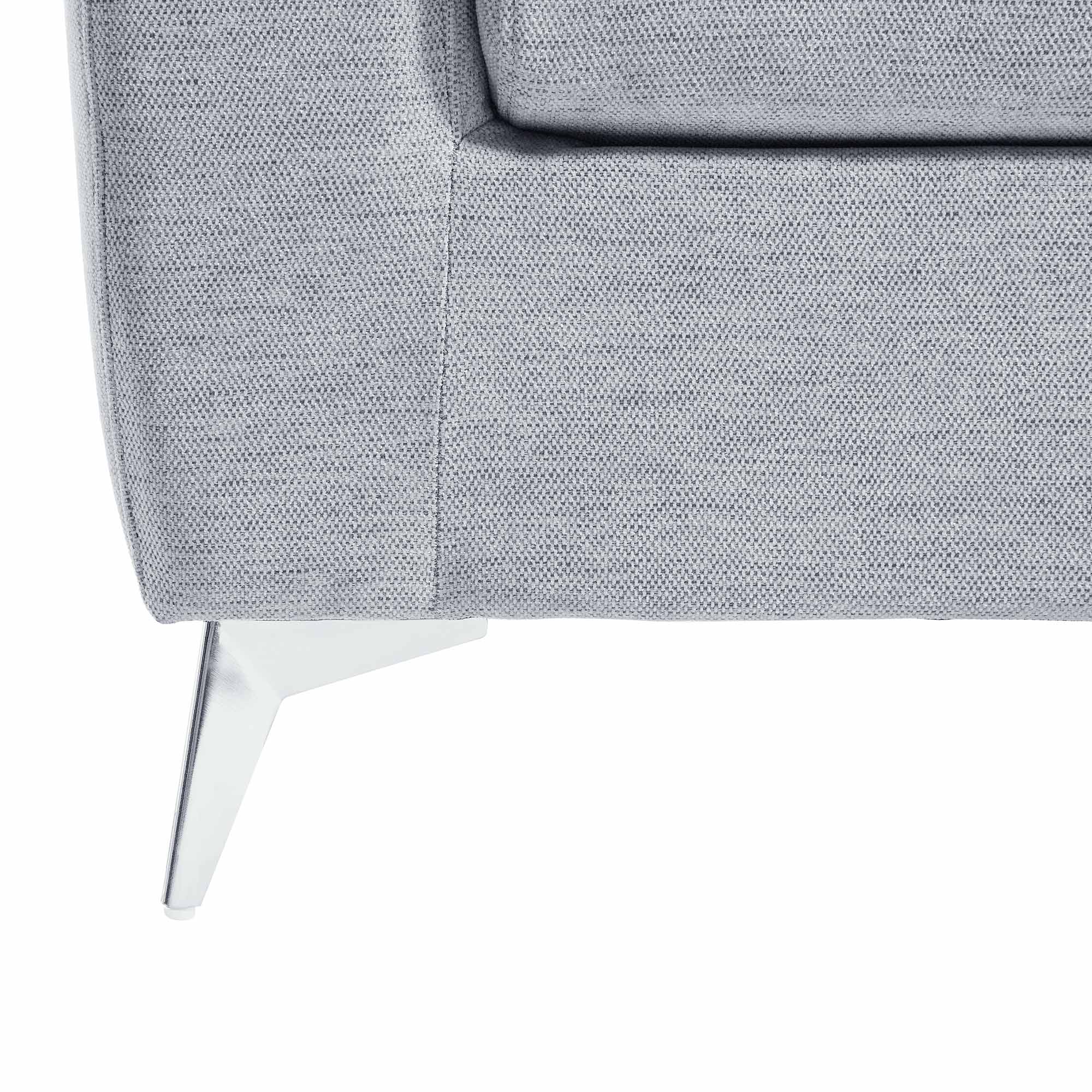 Noak 3-Seater Grey Woven Fabric Sofa with Chrome Legs