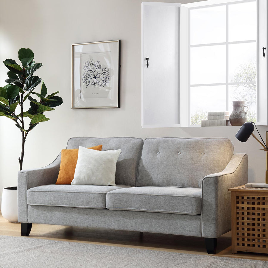 Harper 3 - Seater Slope Arm Grey Woven Fabric Sofa - daals