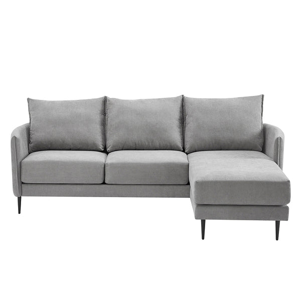 Bari Light Grey Brushed Fabric Chaise Sofa