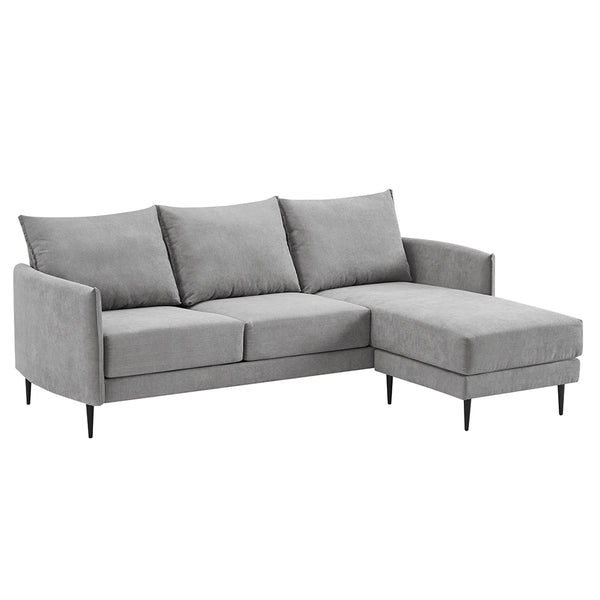 Bari Light Grey Brushed Fabric Chaise Sofa