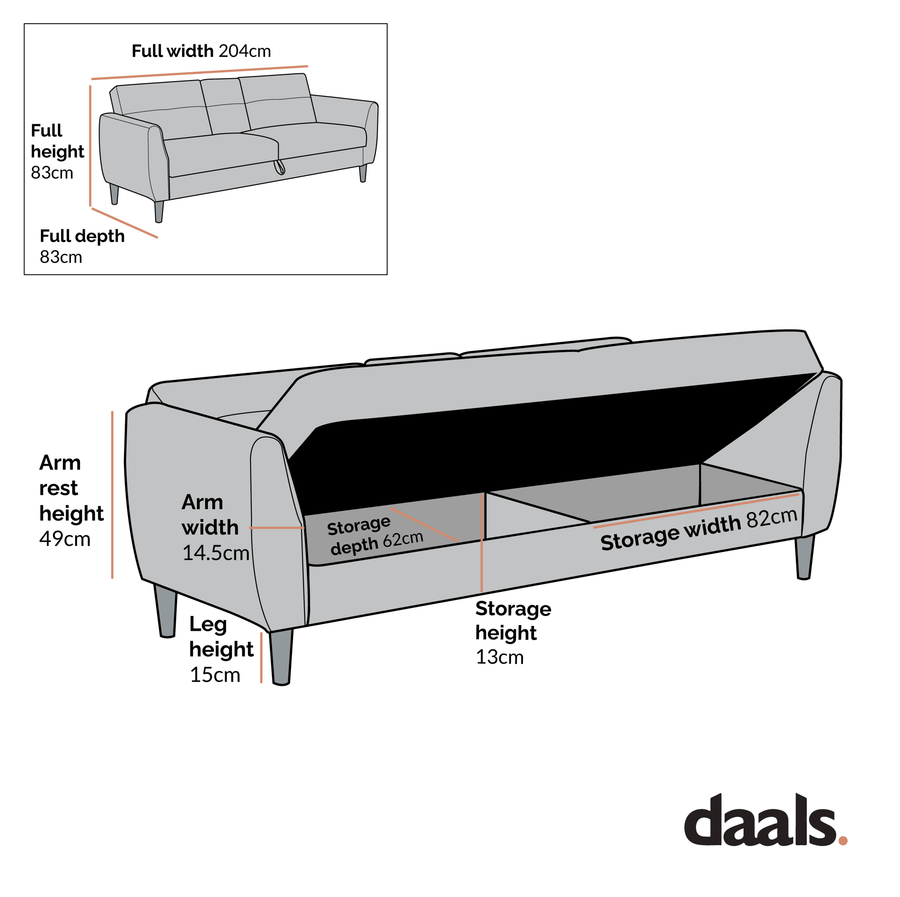 Latimer Grey Faux Leather 3-Seater Storage Sofa Bed