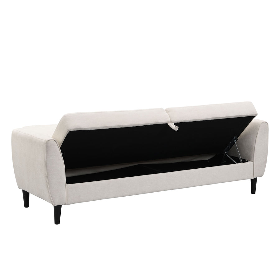 Latimer Beige Woven Fabric 3-Seater Storage Sofa Bed