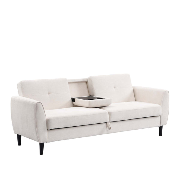 Latimer Beige Woven Fabric 3-Seater Storage Sofa Bed