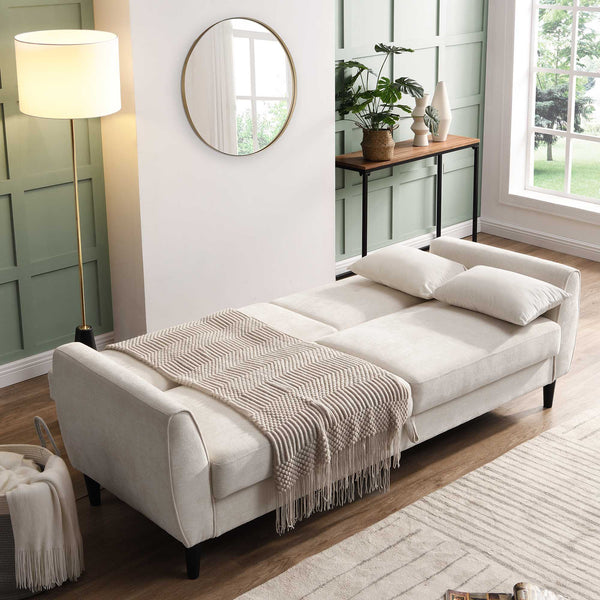 Latimer Beige Woven Fabric 3-Seater Storage Sofa Bed